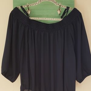 By&By Blue Off Shoulder Shirt